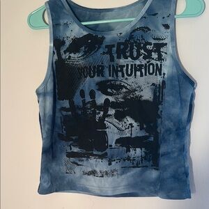 Y2K Blue Graphic Tank Top Gothcore